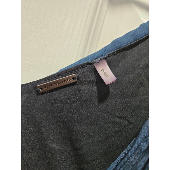 Elie Tahari Sleeveless Maxi Chiffon Pleated Navy Blue Formal Evening Dress Sz 6 - Picture 4 of 10